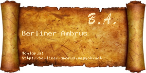 Berliner Ambrus névjegykártya